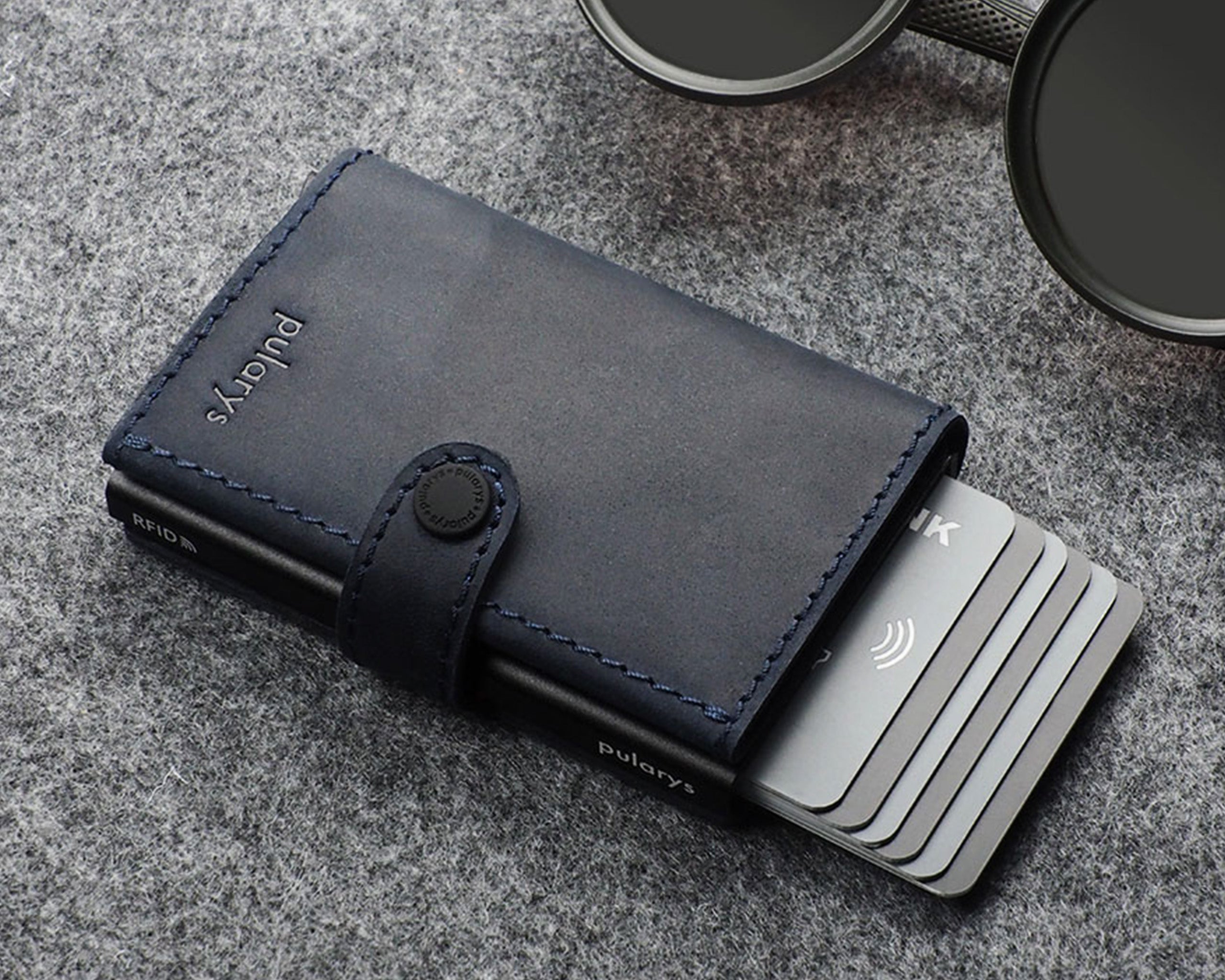 Pularys HIKER Wallet - Hunter Leather in Navy