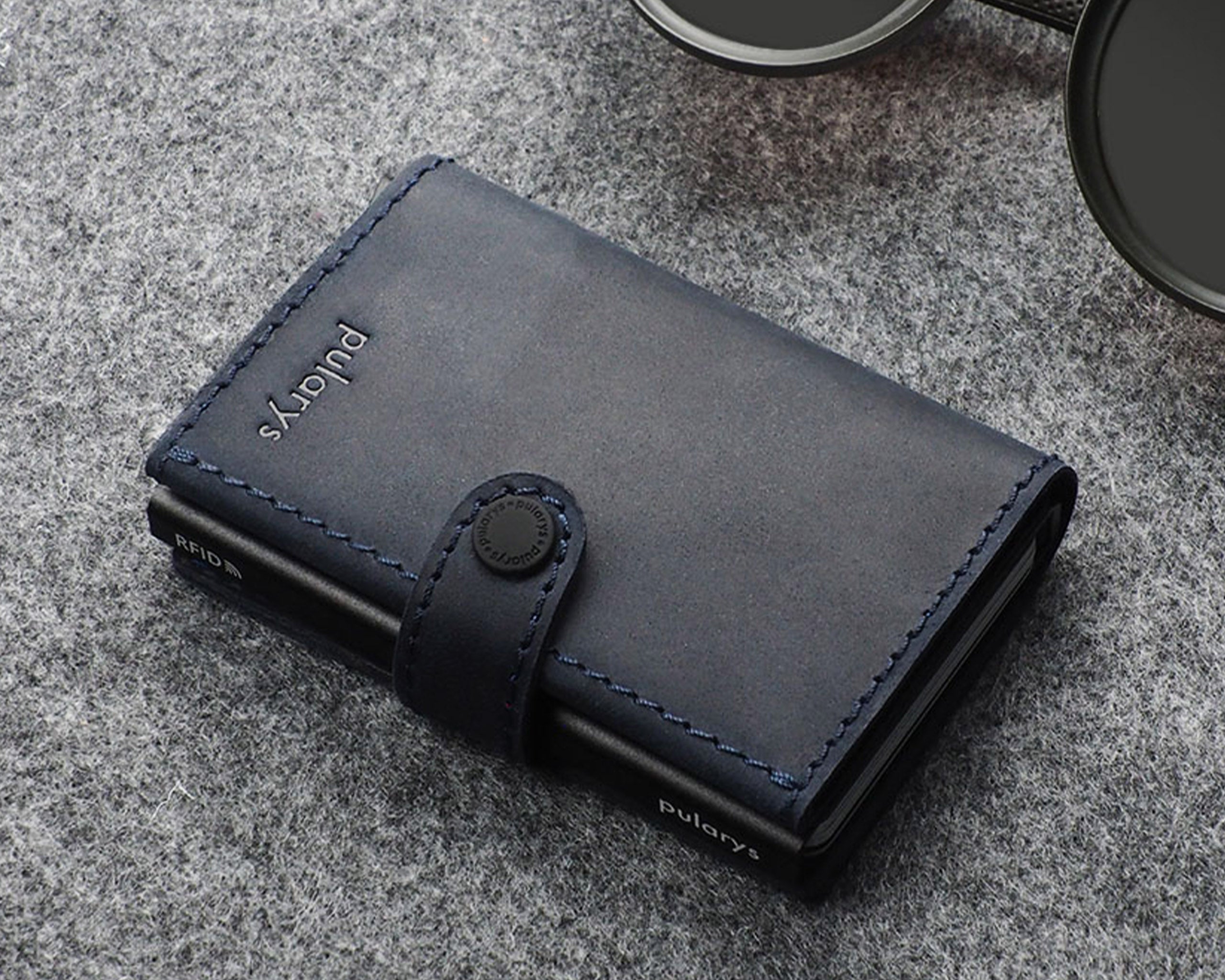 Pularys HIKER Wallet - Hunter Leather in Navy