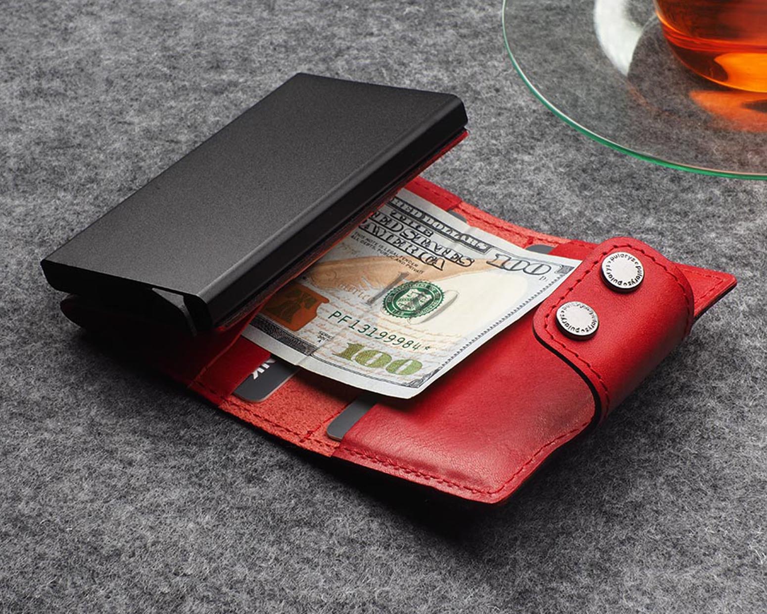 Pularys DOPPIO Wallet - Nomad Leather in Red