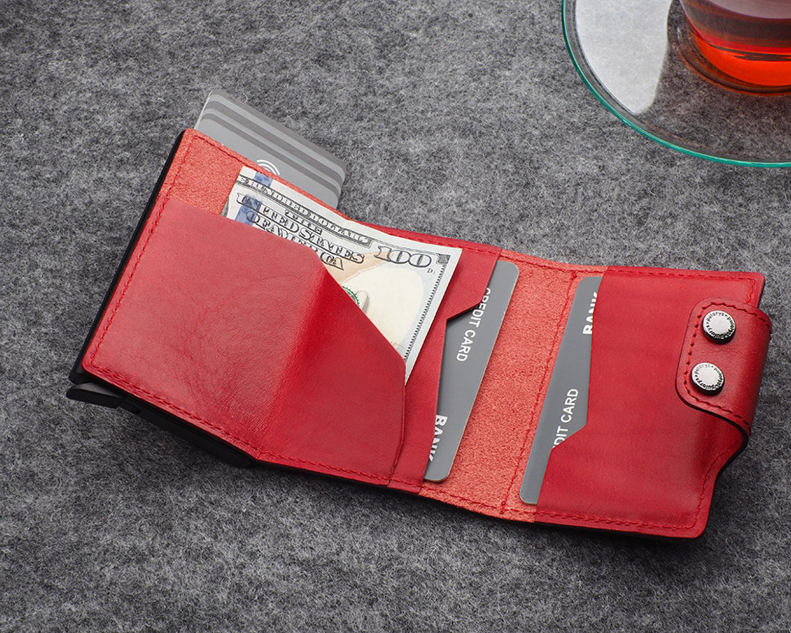 Pularys DOPPIO Wallet - Nomad Leather in Red