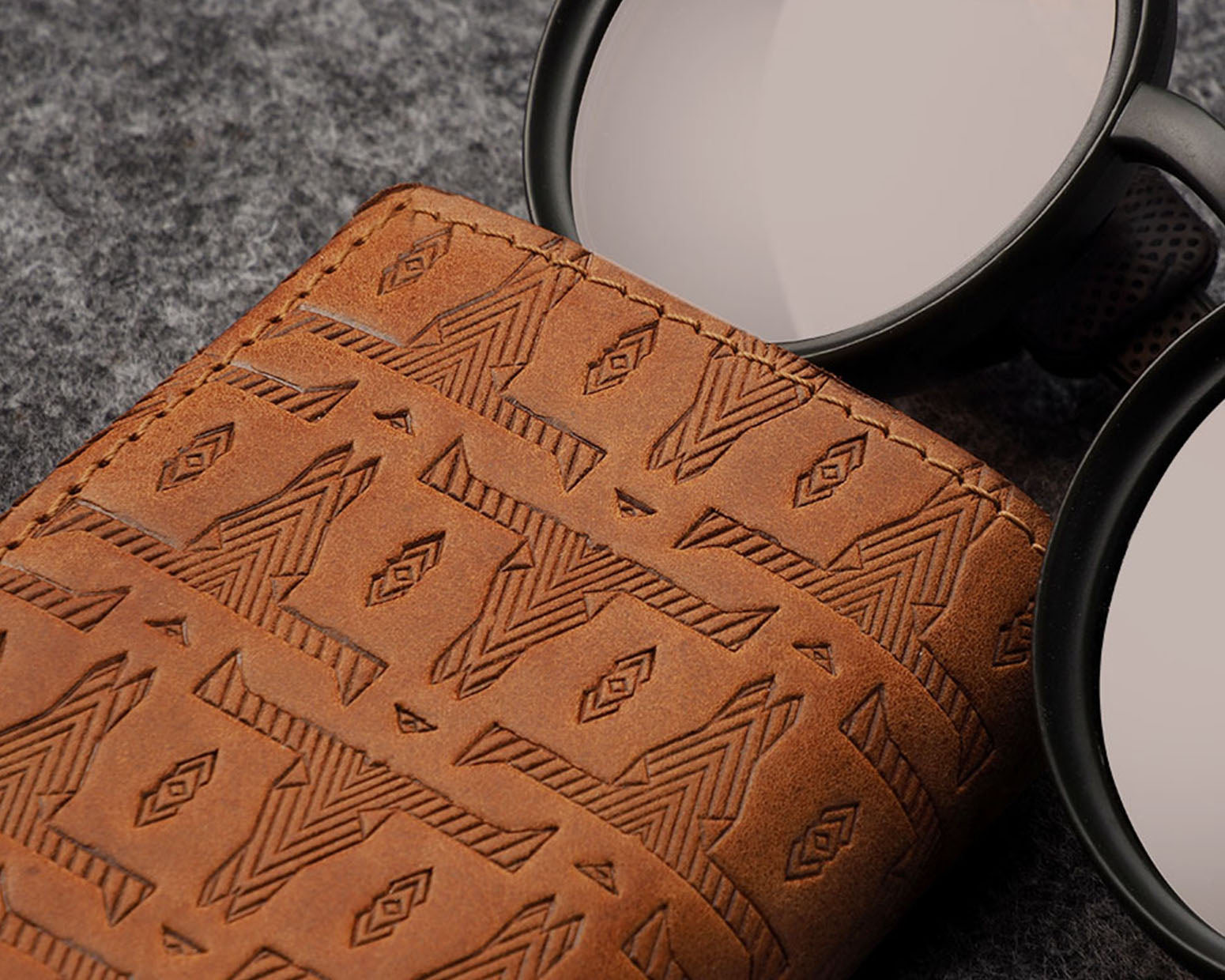 Pularys BOSTO Wallet - Native Decor in Cognac