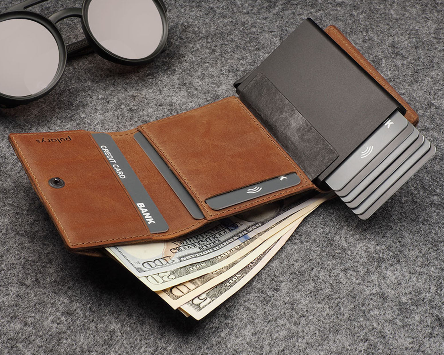 Pularys BOSTO Wallet - Native Decor in Cognac